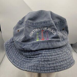 Huntington Beach Gray Bucket Hat Casual Outdoors Summer Sun Lightweight Walking